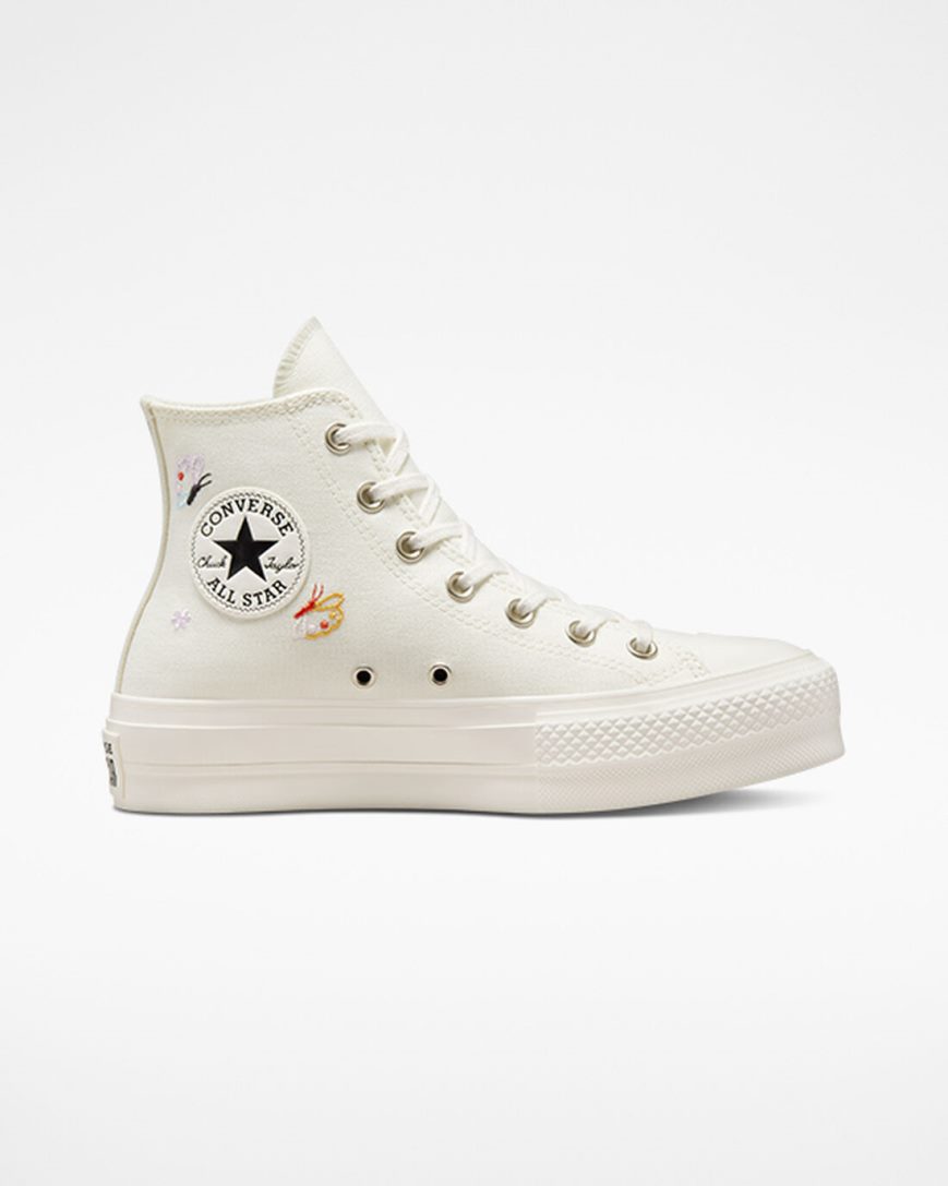 Pantofi Platforma Dama Converse Chuck Taylor All Star Lift Butterfly Wings Inalti Bej Roz | RO KFGEN814